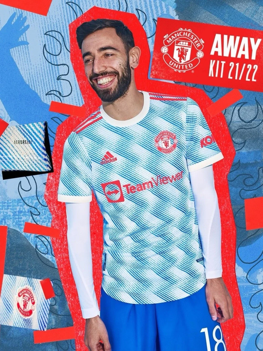 adidas Manchester United away jersey for men 2021-2022 GM4621
